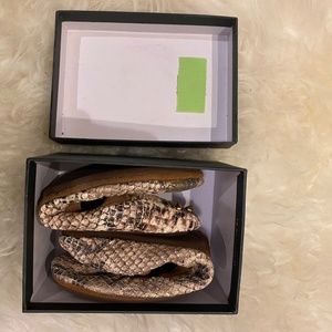 Yosi Samra Beige Serpent Leather Ballet Flats